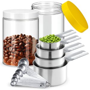12 Set Stainless Steel Measuring Cups & Spoons with Food-Grade PET Jars