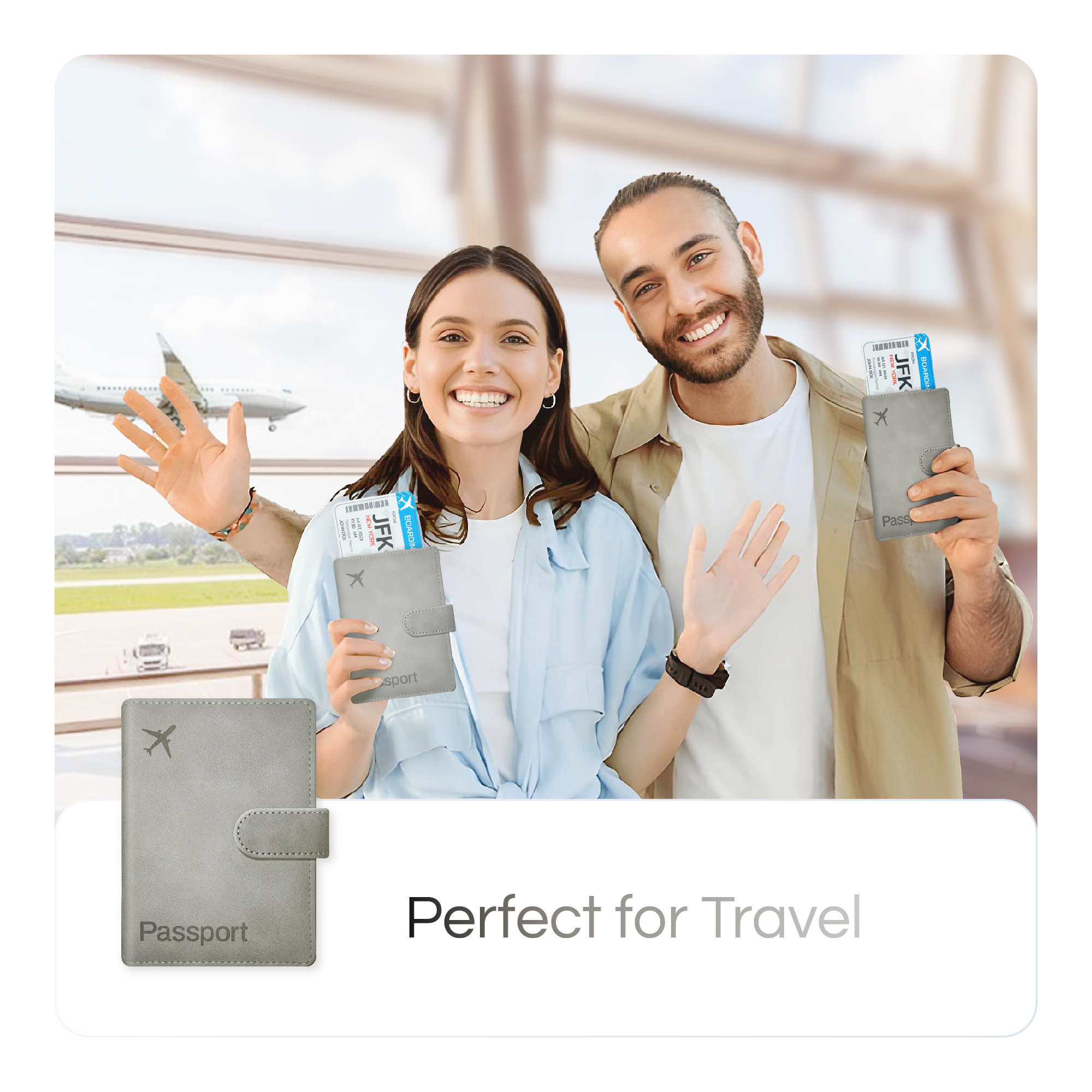 Passport Holder Cover Wallet, RFID Blocking Travel Document Organiser - Image 2