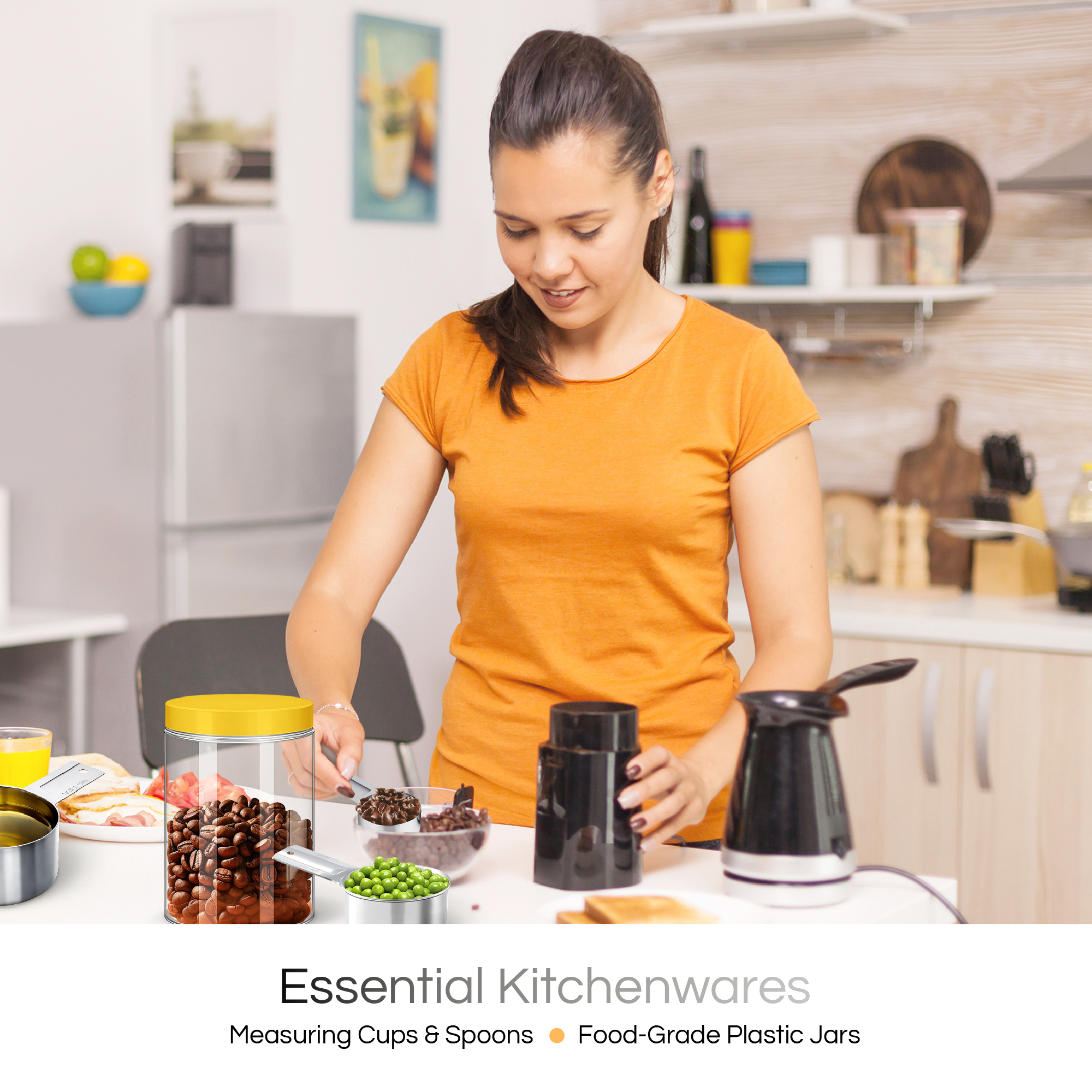 12 Set Stainless Steel Measuring Cups & Spoons with Food-Grade PET Jars - Image 2