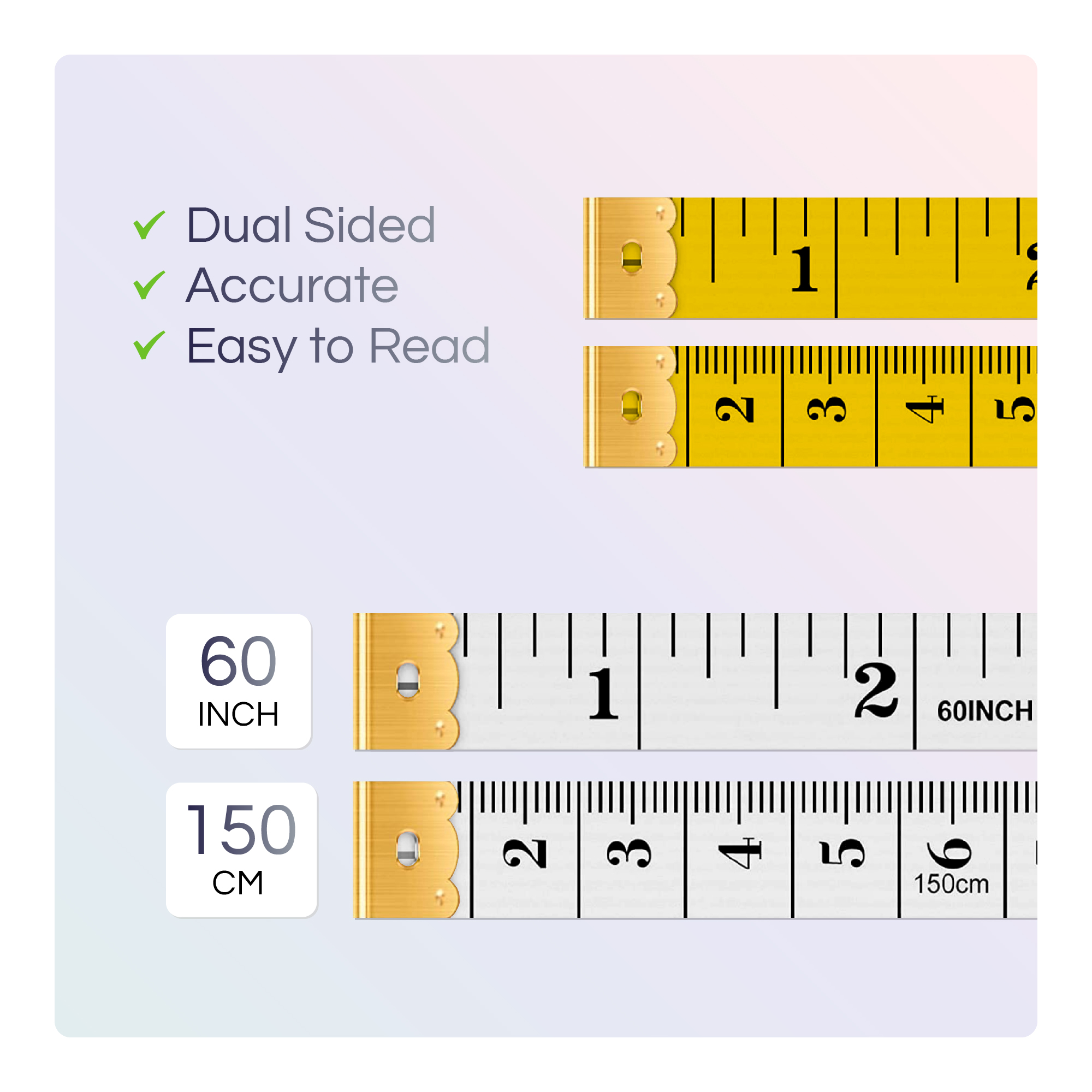 Soft Measuring Tape 2 Pack – 150cm, Flexible Body Tape with Metal End - Image 3