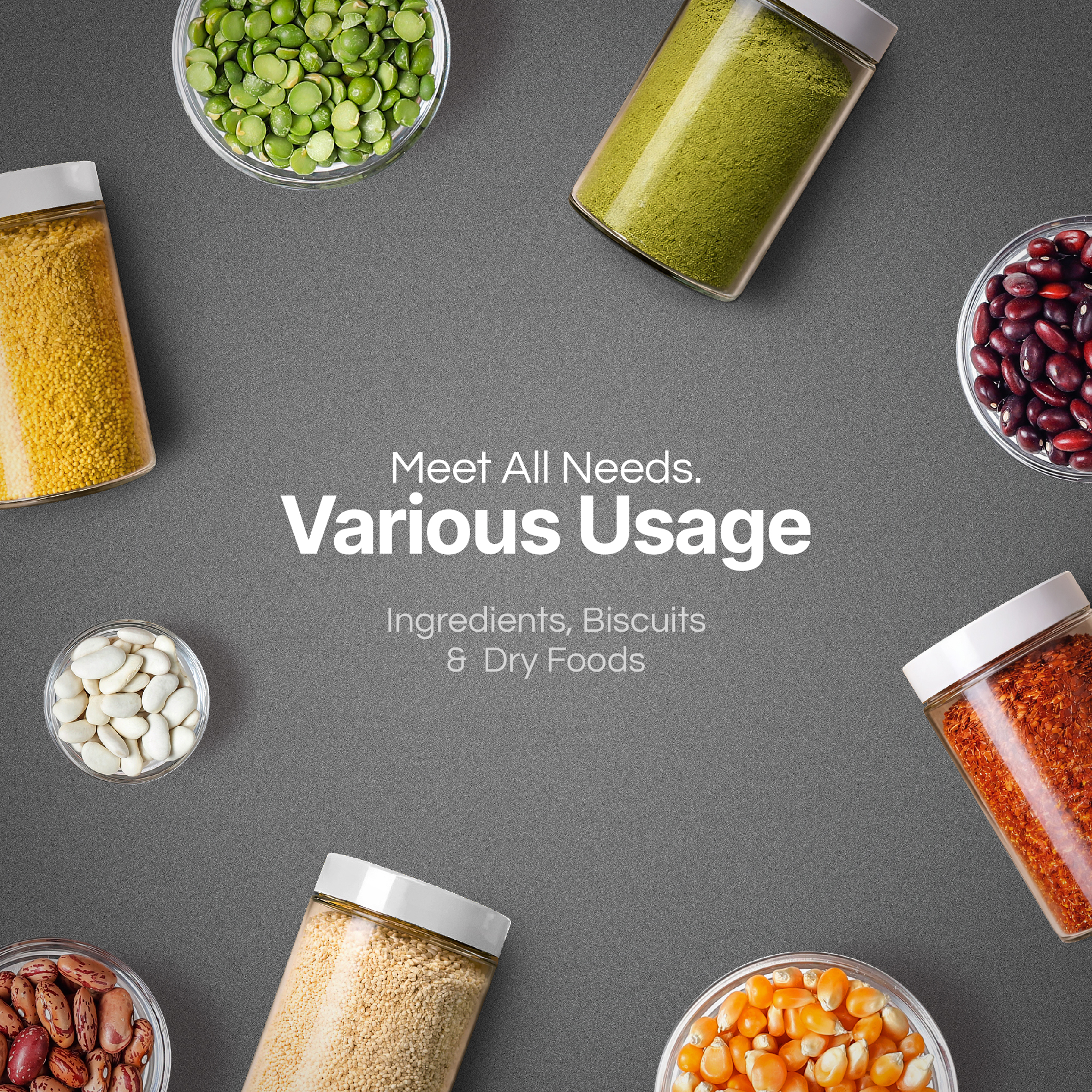 1000ml Plastic Jars with Lids, PET Plastic Storage Jars Pack of 2 - Image 4