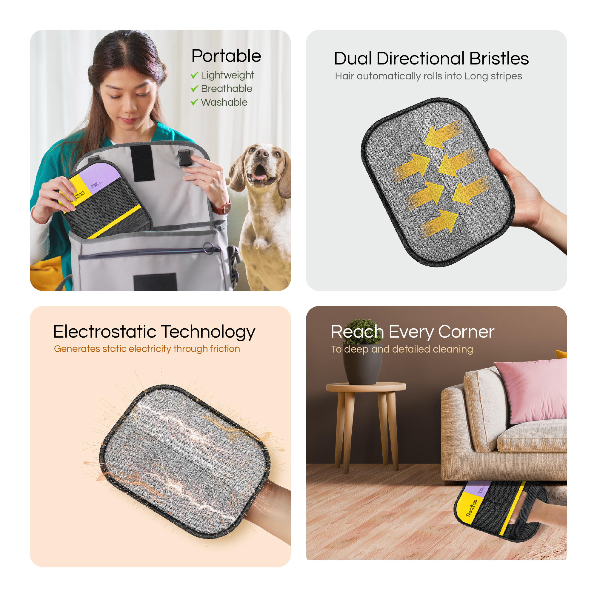 Pet Hair Removal Glove for Cats & Dogs, Large Reusable Electrostatic Pet Hair Glove - Image 5