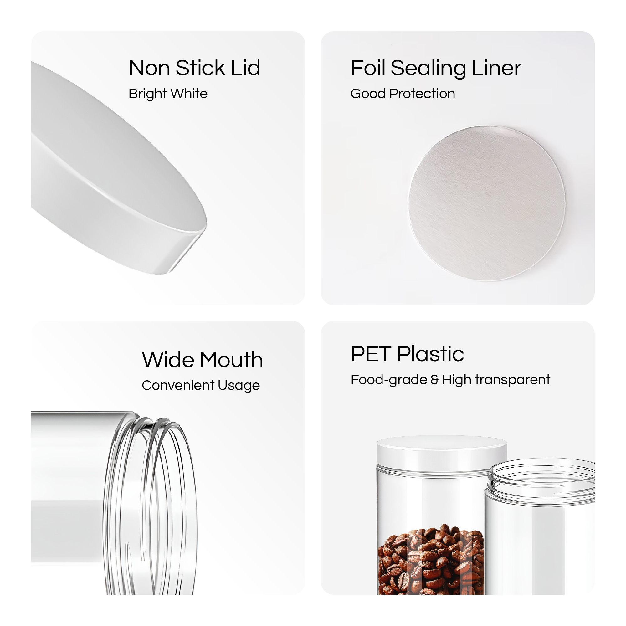 1000ml Plastic Jars with Lids, PET Plastic Storage Jars Pack of 2 - Image 5