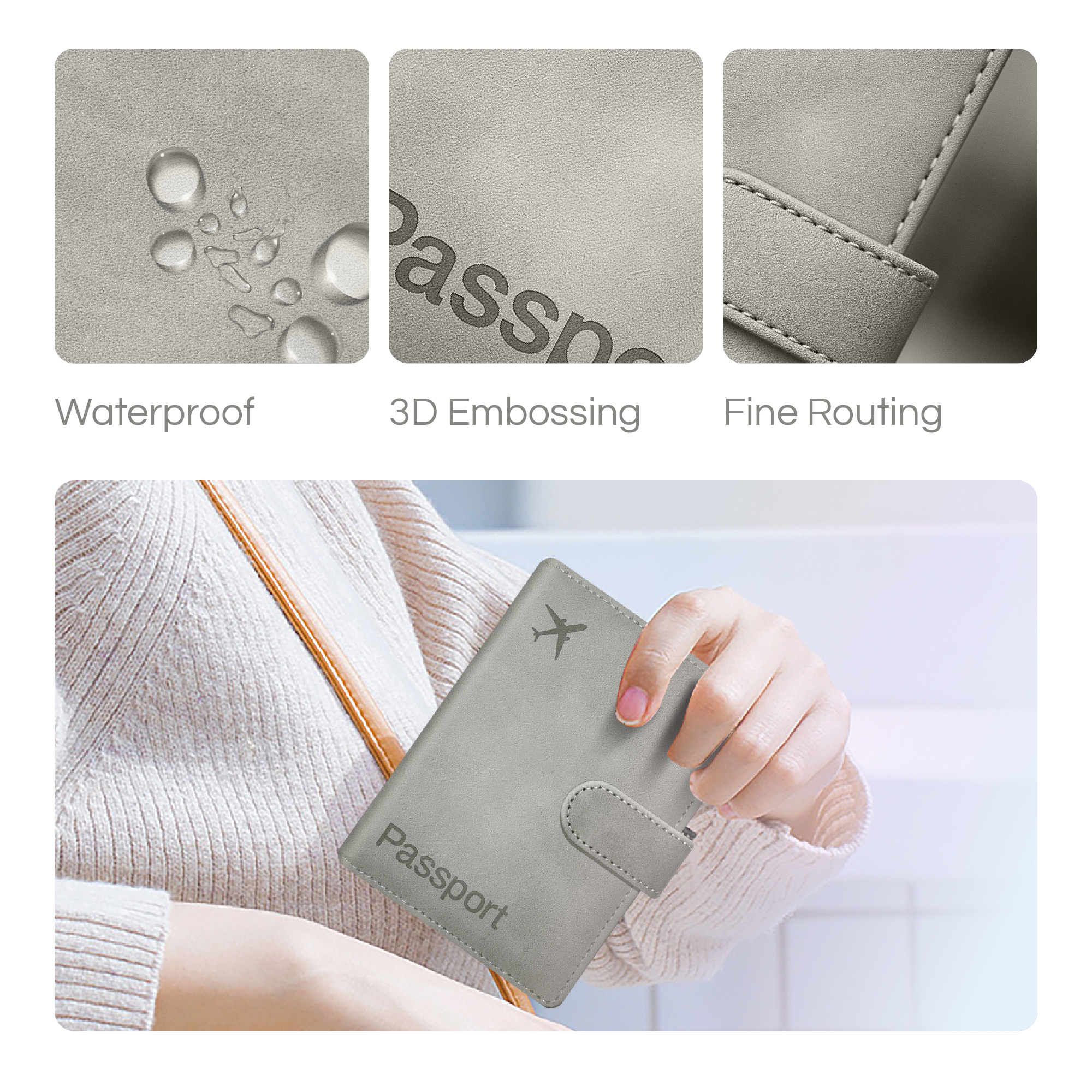 Passport Holder Cover Wallet, RFID Blocking Travel Document Organiser - Image 6