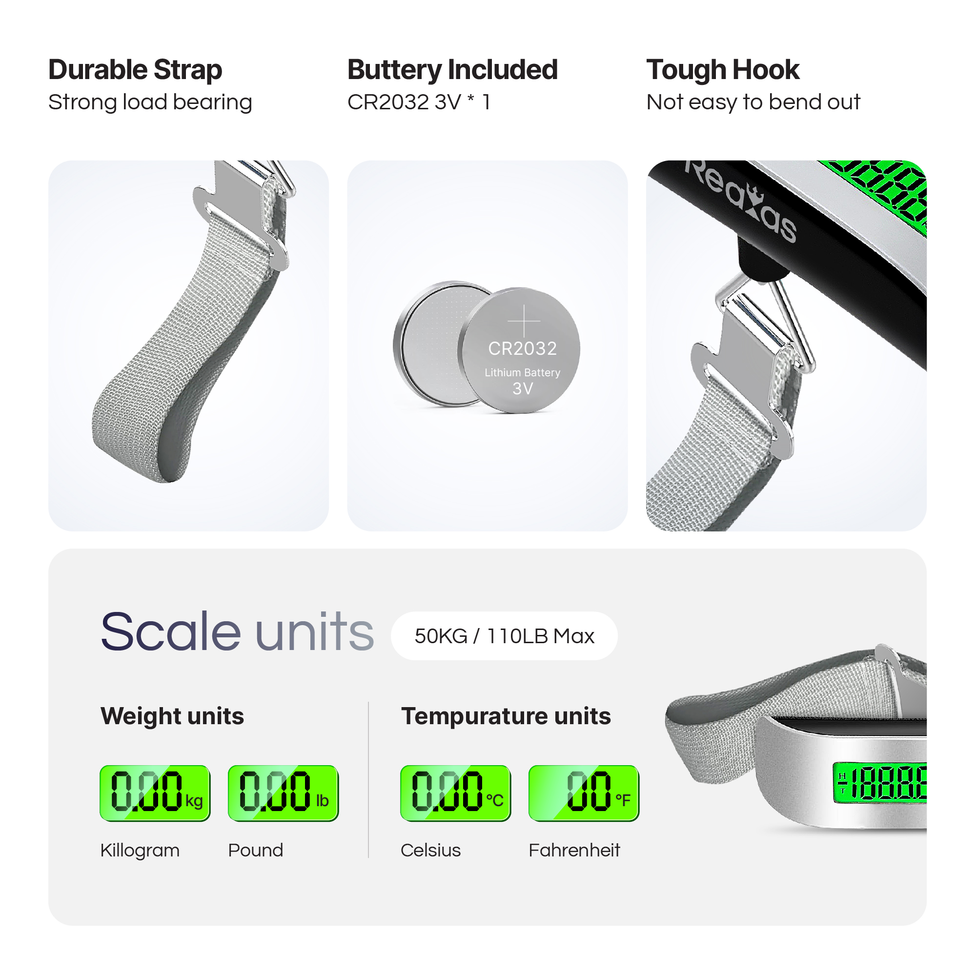 Digital Luggage Scale 110lb Portable Suitcase Weight Scale with Backlit LCD - Image 6