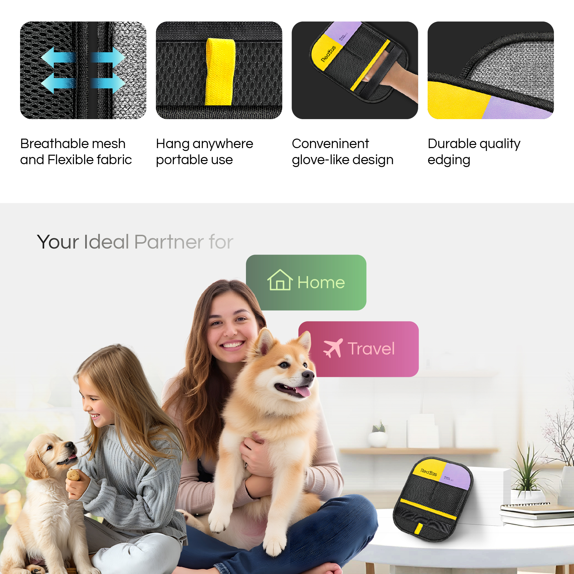 Pet Hair Removal Glove for Cats & Dogs, Large Reusable Electrostatic Pet Hair Glove - Image 9