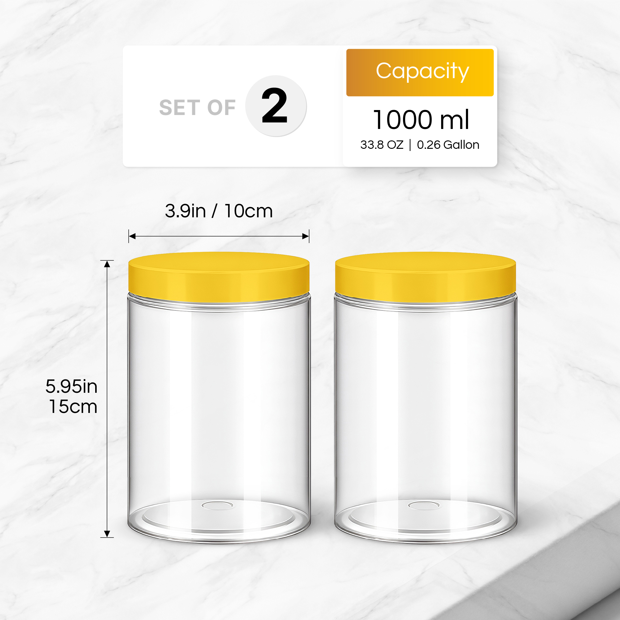 1000ml Plastic Jars with Lids, PET Plastic Storage Jars Pack of 2 - Image 10