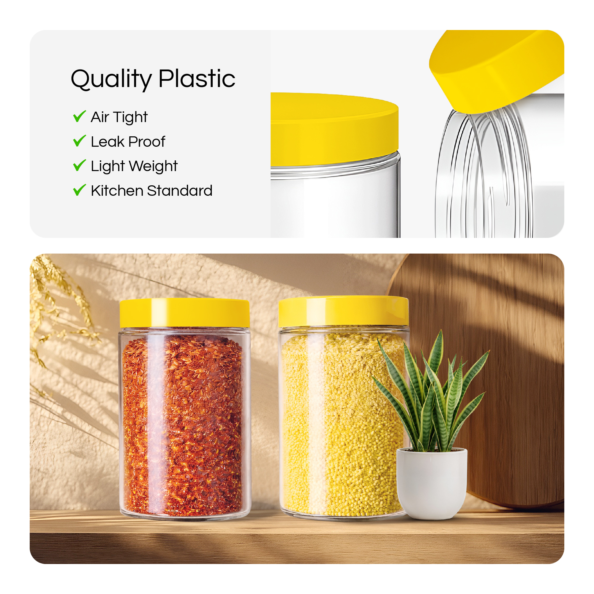 1000ml Plastic Jars with Lids, PET Plastic Storage Jars Pack of 2 - Image 13