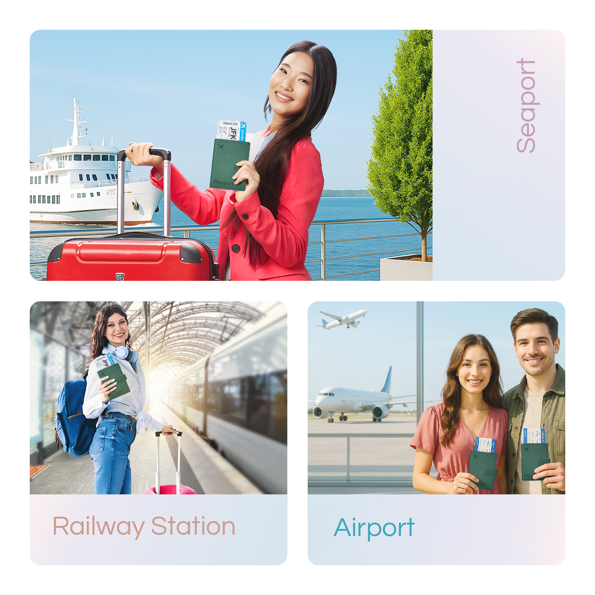 Passport Holder Cover Wallet, RFID Blocking Travel Document Organiser - Image 21