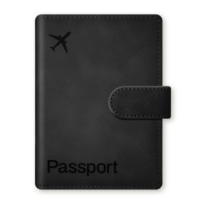 Passport Holder Cover Wallet, RFID Blocking Travel Document Organiser Black